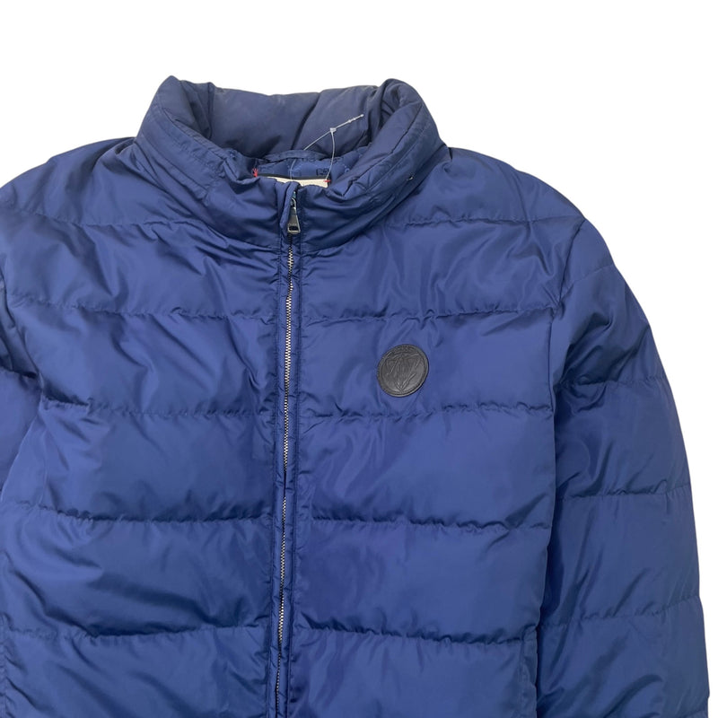 Men's Plaque Logo Down Jacket Blue Size 4XL