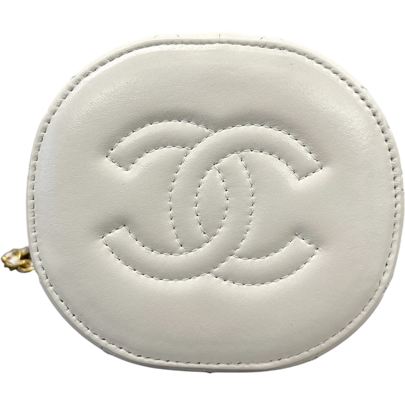 Women's Nauticoco Quilted Shiny Lambskin Mini Bucket Handbag White