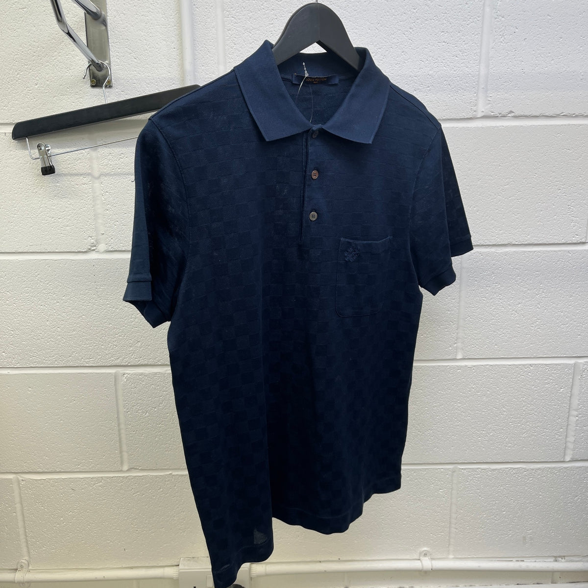 Men's Damier Polo Shirt Navy Size S - Photo 7