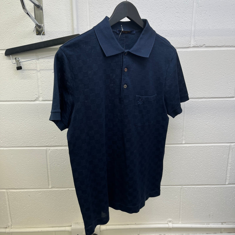 Men's Damier Polo Shirt Navy Size S