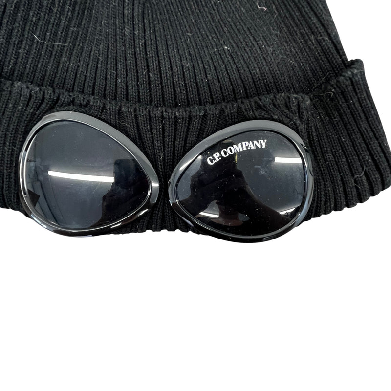 Men's Goggle Beanie Hat Black