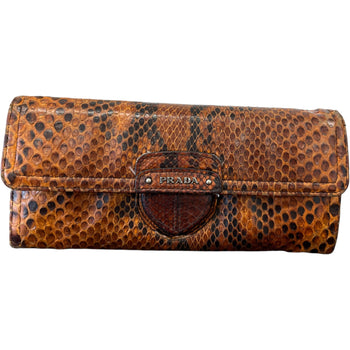 Women's Python Continental Flap Wallet Brown