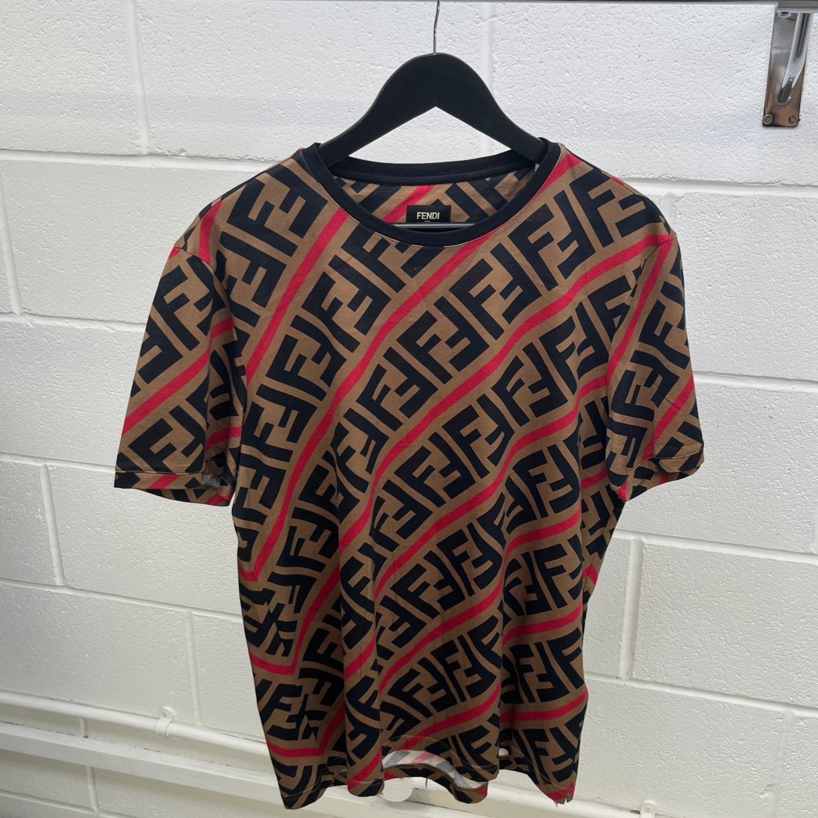 Men's Diagonal FF Monogram T-Shirt Brown Size XXL - Photo 8