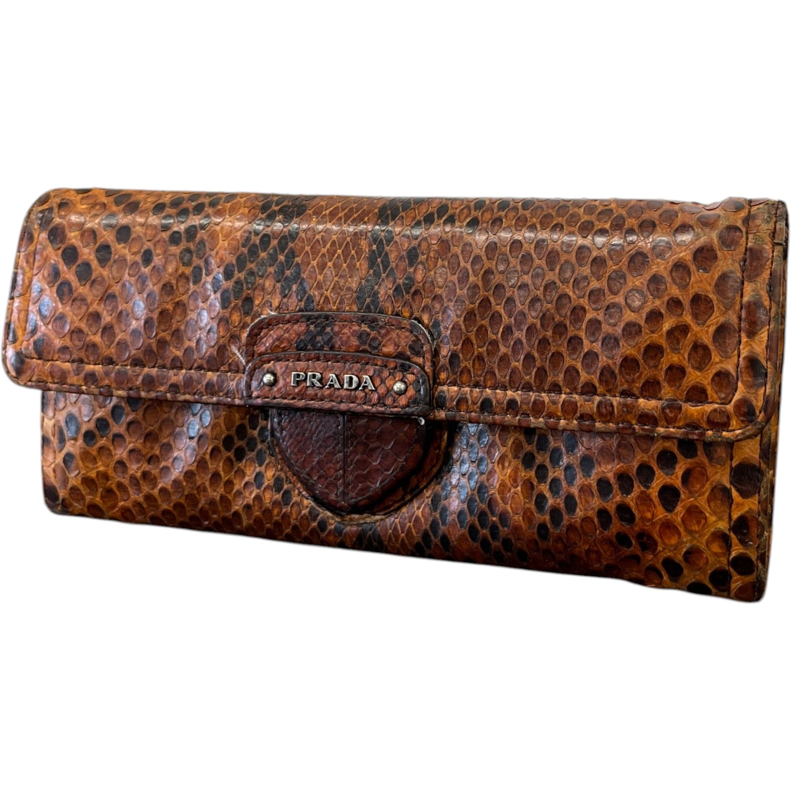 Women's Python Continental Flap Wallet Brown - Photo 6
