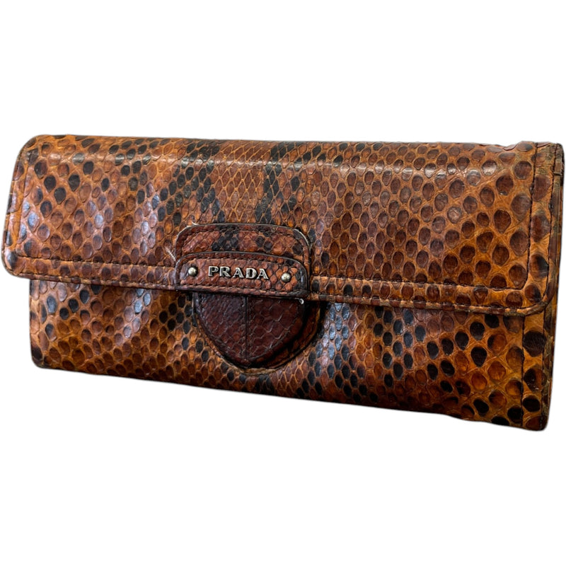 Women's Python Continental Flap Wallet Brown