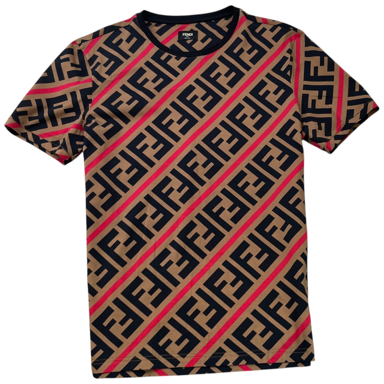 Men's Diagonal FF Monogram T-Shirt Brown Size XXL - Photo 1