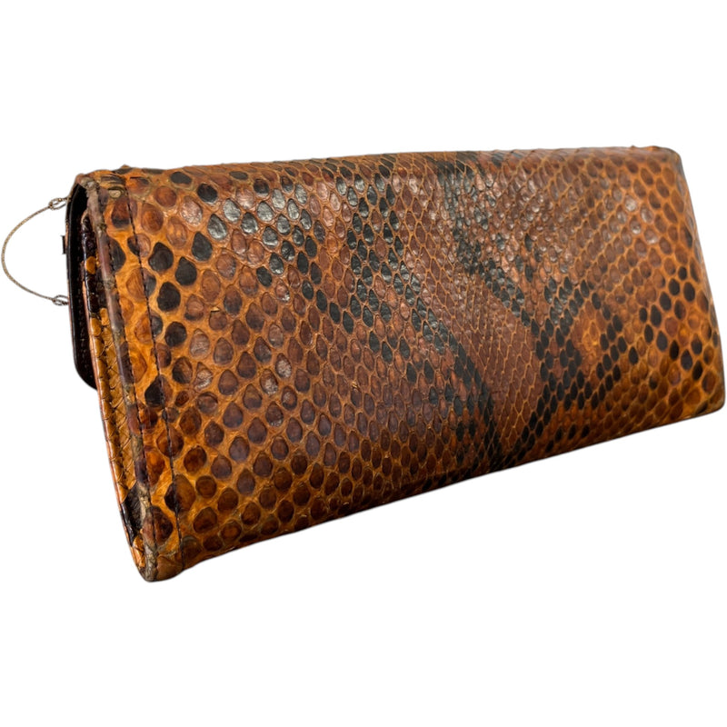 Women's Python Continental Flap Wallet Brown