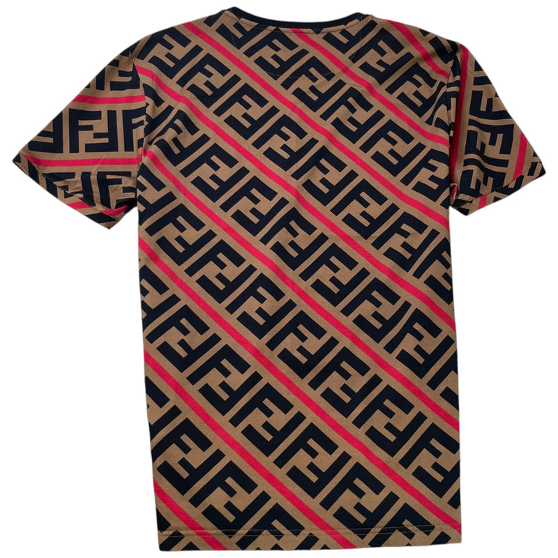 Men's Diagonal FF Monogram T-Shirt Brown Size XXL