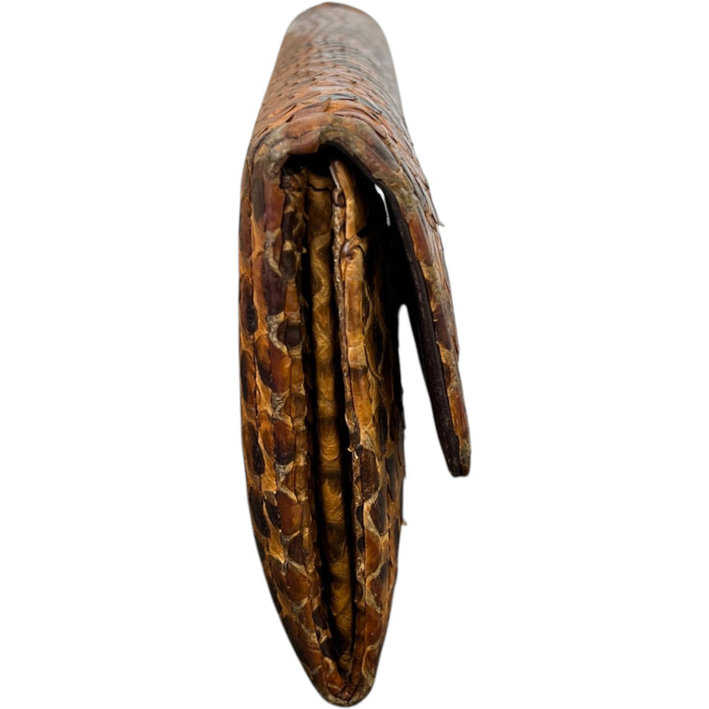 Women's Python Continental Flap Wallet Brown