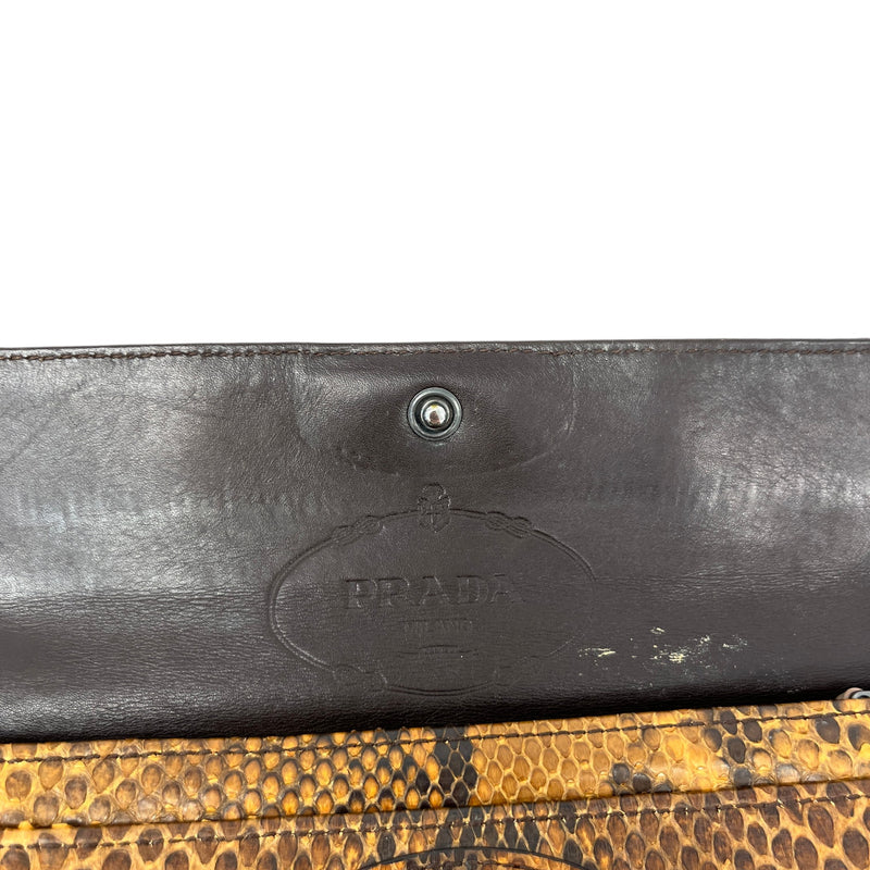 Women's Python Continental Flap Wallet Brown