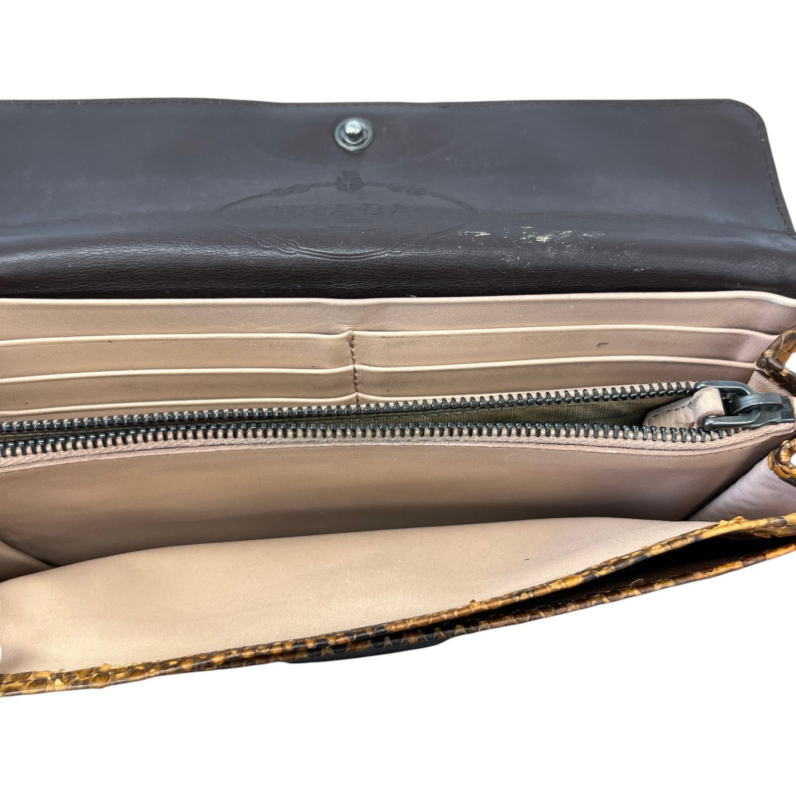 Women's Python Continental Flap Wallet Brown - Photo 9