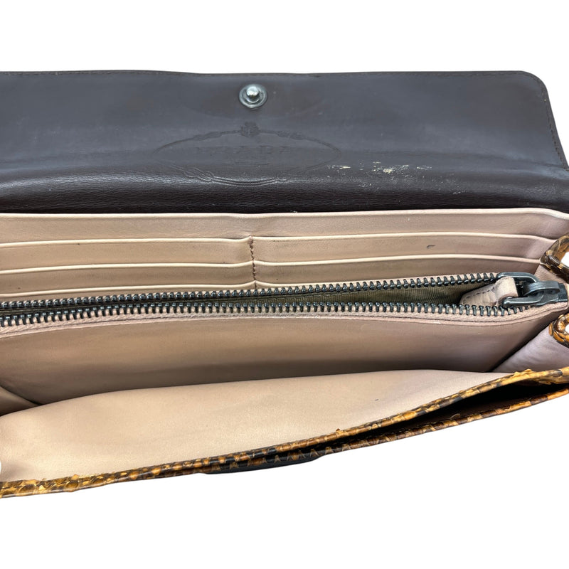 Women's Python Continental Flap Wallet Brown