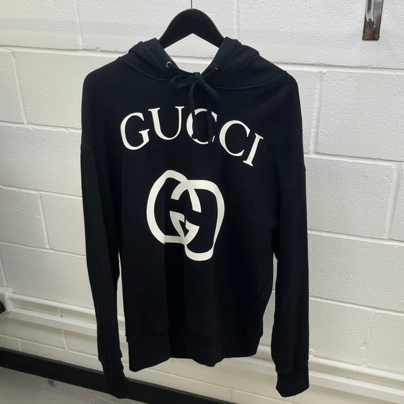 Men's Interlocking G Logo Print Hoodie Black Size XL