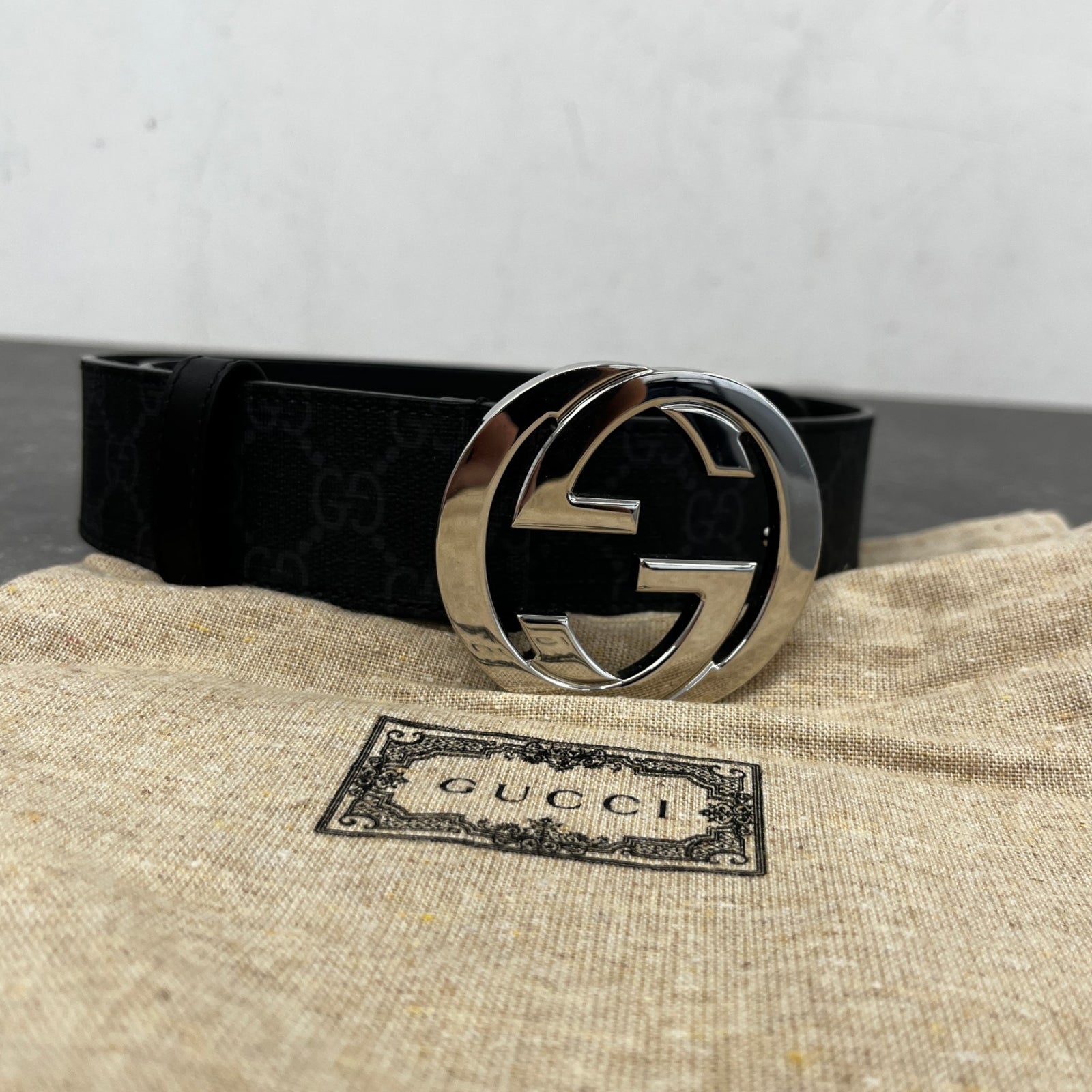 Men's Interlocking G Belt Black Size Waist 32" - Photo 7