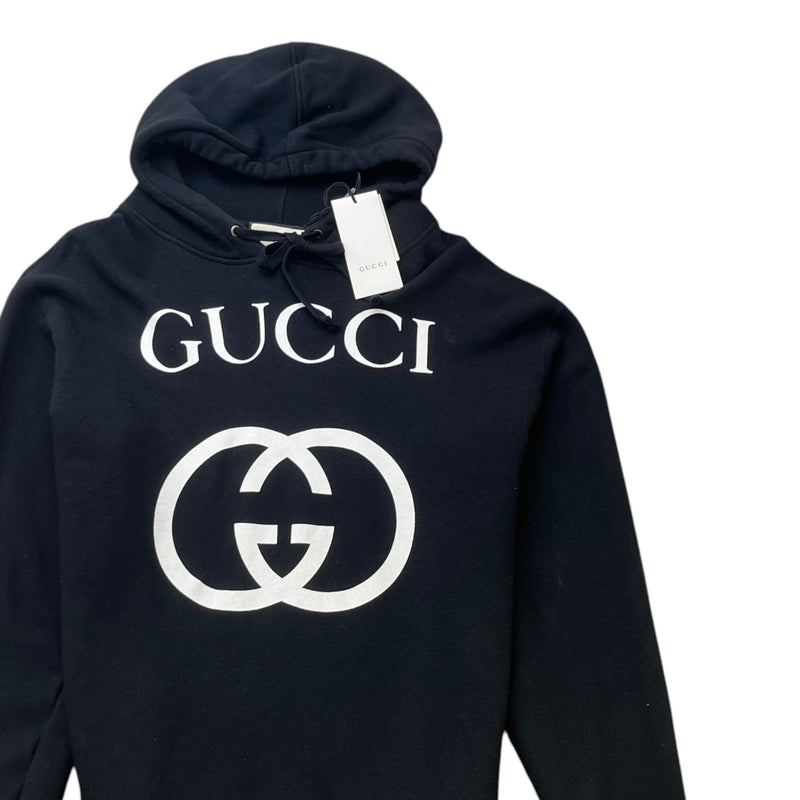Men's Interlocking G Logo Print Hoodie Black Size XL