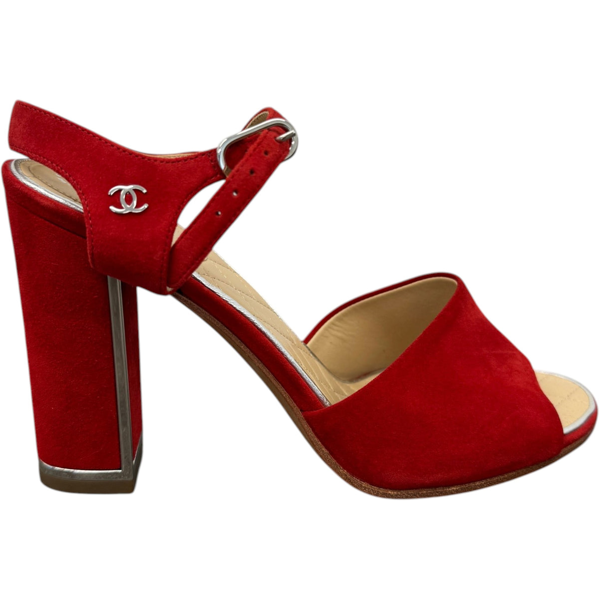 Women's CC Block Heels Red Size UK 4 / EU 37 - Photo 1