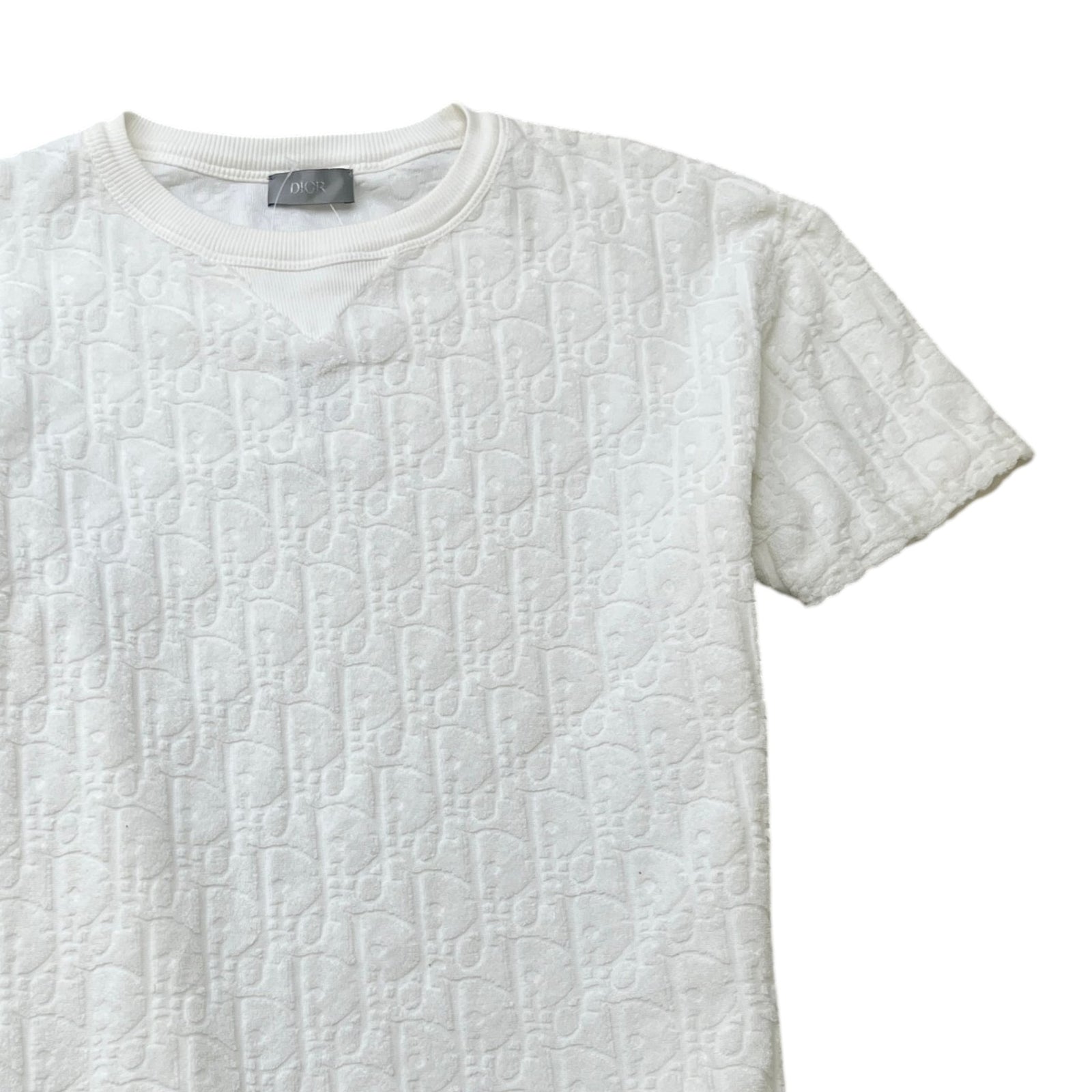 Men's Oblique Towelling T-Shirt White Size XS - Photo 3