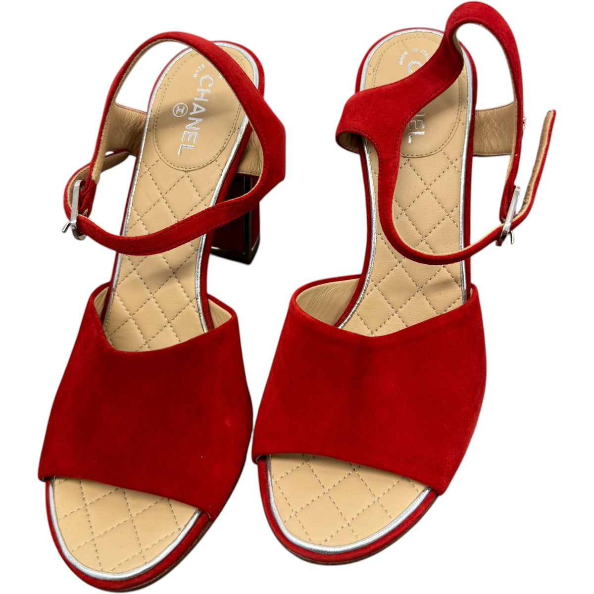 Women's CC Block Heels Red Size UK 4 / EU 37 - Photo 7