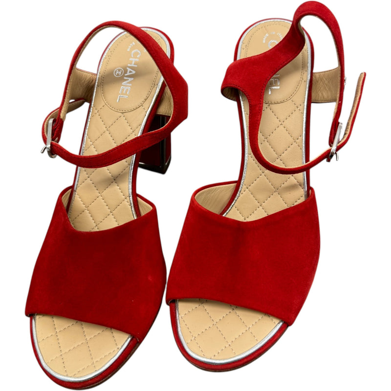 Women's CC Block Heels Red Size UK 4 / EU 37