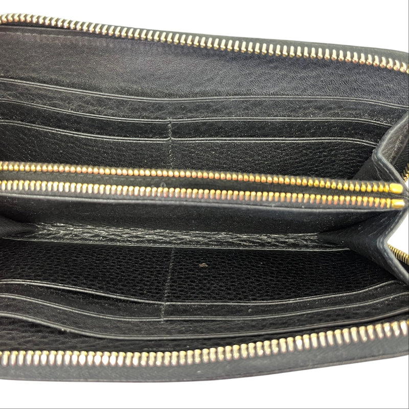 Women's Vitello Daino Leather Zip Around Purse Black