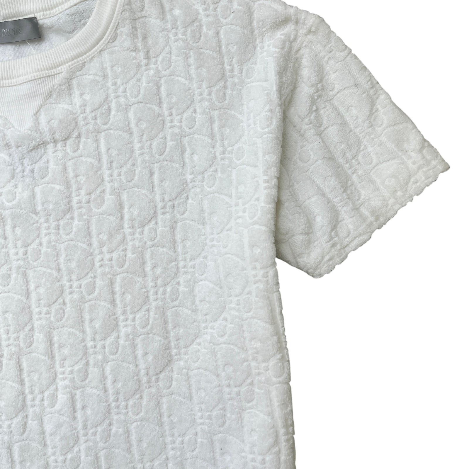 Men's Oblique Towelling T-Shirt White Size XS - Photo 6