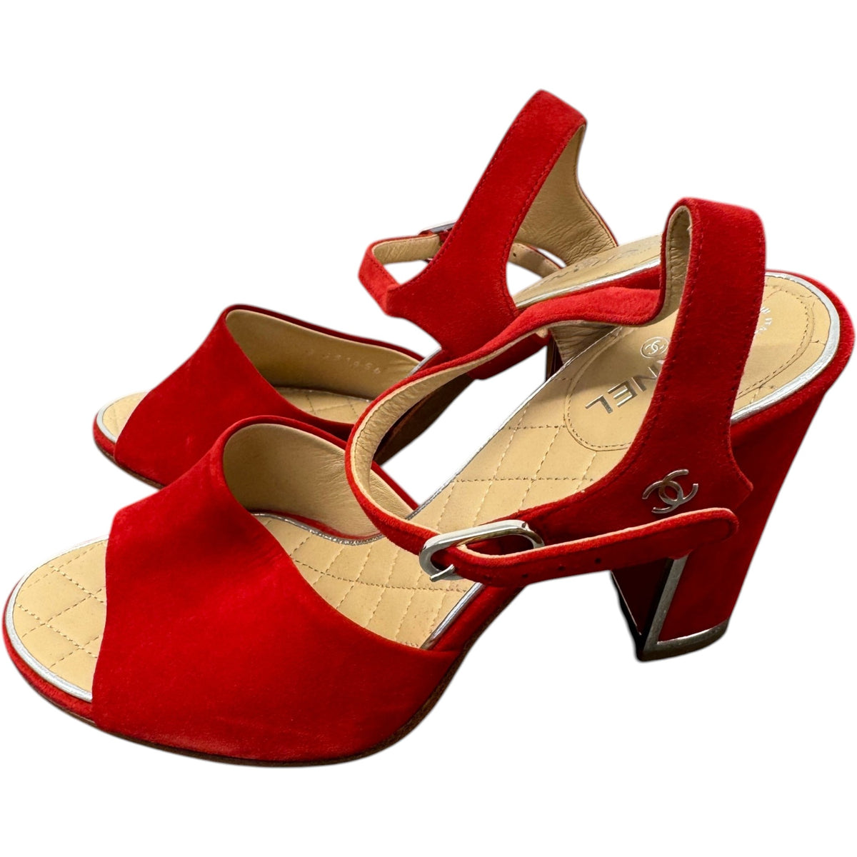 Women's CC Block Heels Red Size UK 4 / EU 37 - Photo 8