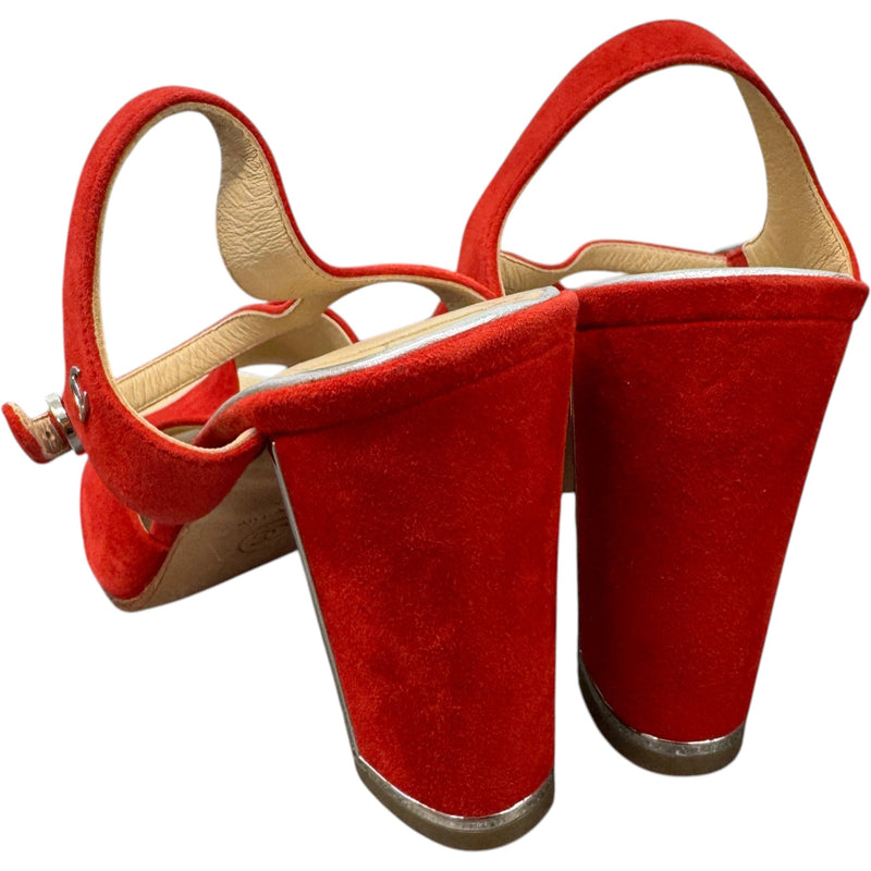 Women's CC Block Heels Red Size UK 4 / EU 37