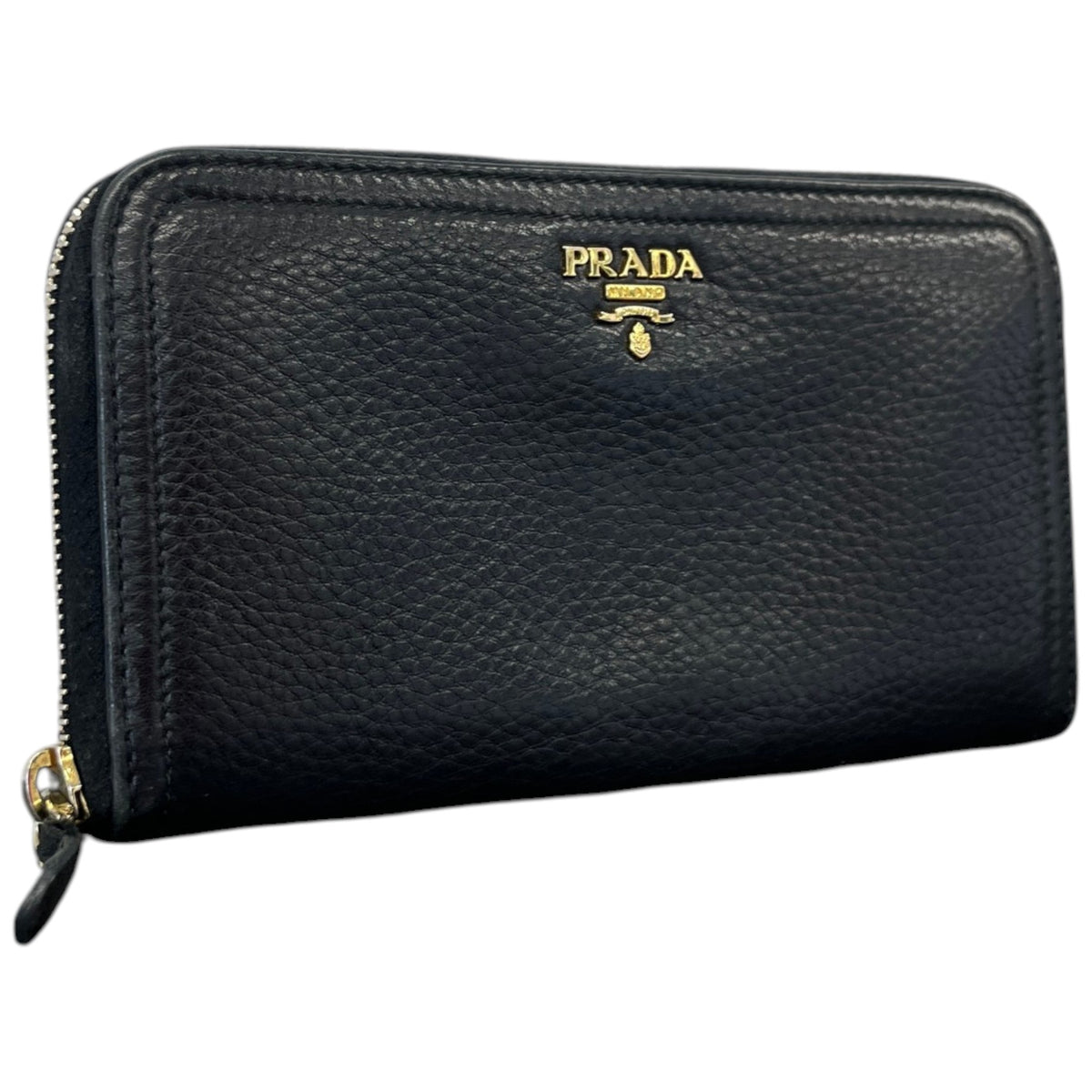 Women's Vitello Daino Leather Zip Around Purse Black - Photo 3