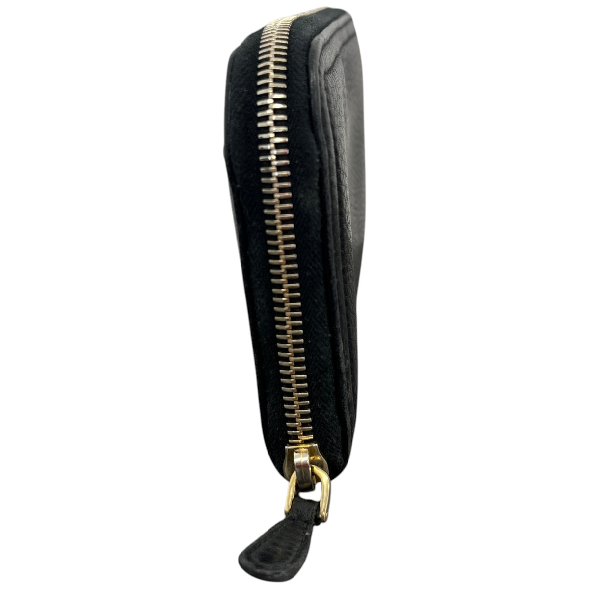 Women's Vitello Daino Leather Zip Around Purse Black - Photo 6