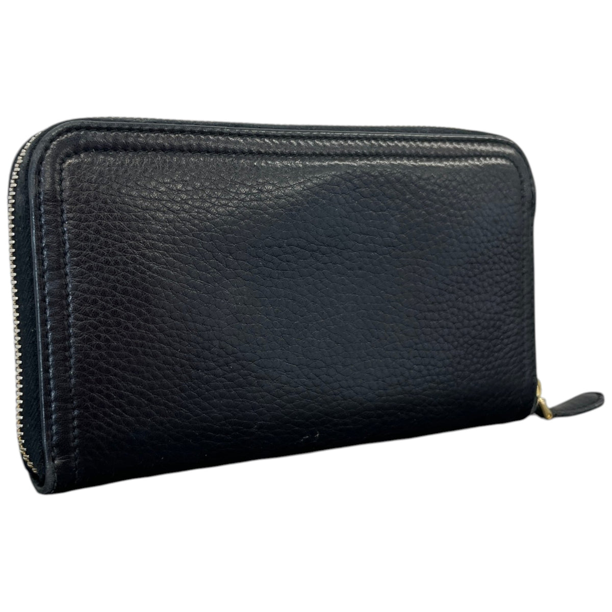 Women's Vitello Daino Leather Zip Around Purse Black - Photo 7