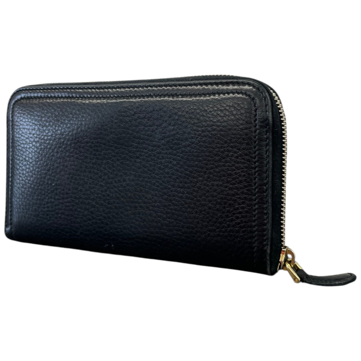 Women's Vitello Daino Leather Zip Around Purse Black - Photo 8