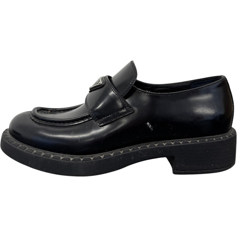 Women's Chocolate Brushed Leather Loafers Black Size UK 6 / EU 39