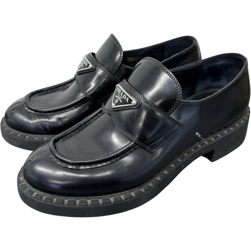 Women's Chocolate Brushed Leather Loafers Black Size UK 6 / EU 39