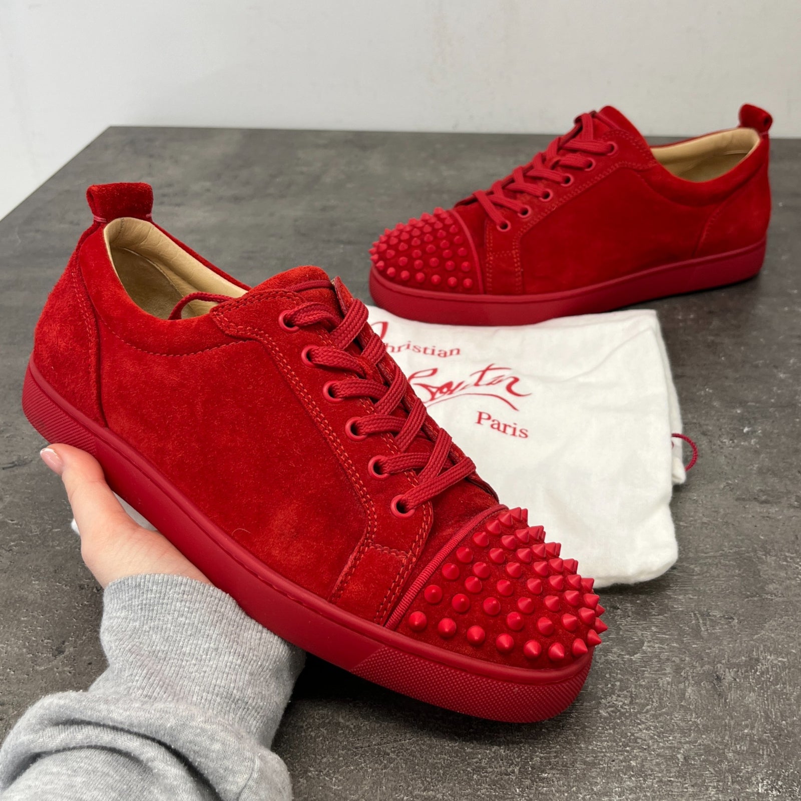 Men's Louis Junior Spikes Flat Low Trainers Red Size EU 41 / UK 7 - Photo 12