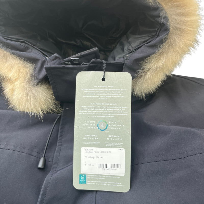 Men's Langford Parka Fur Jacket Black Size L