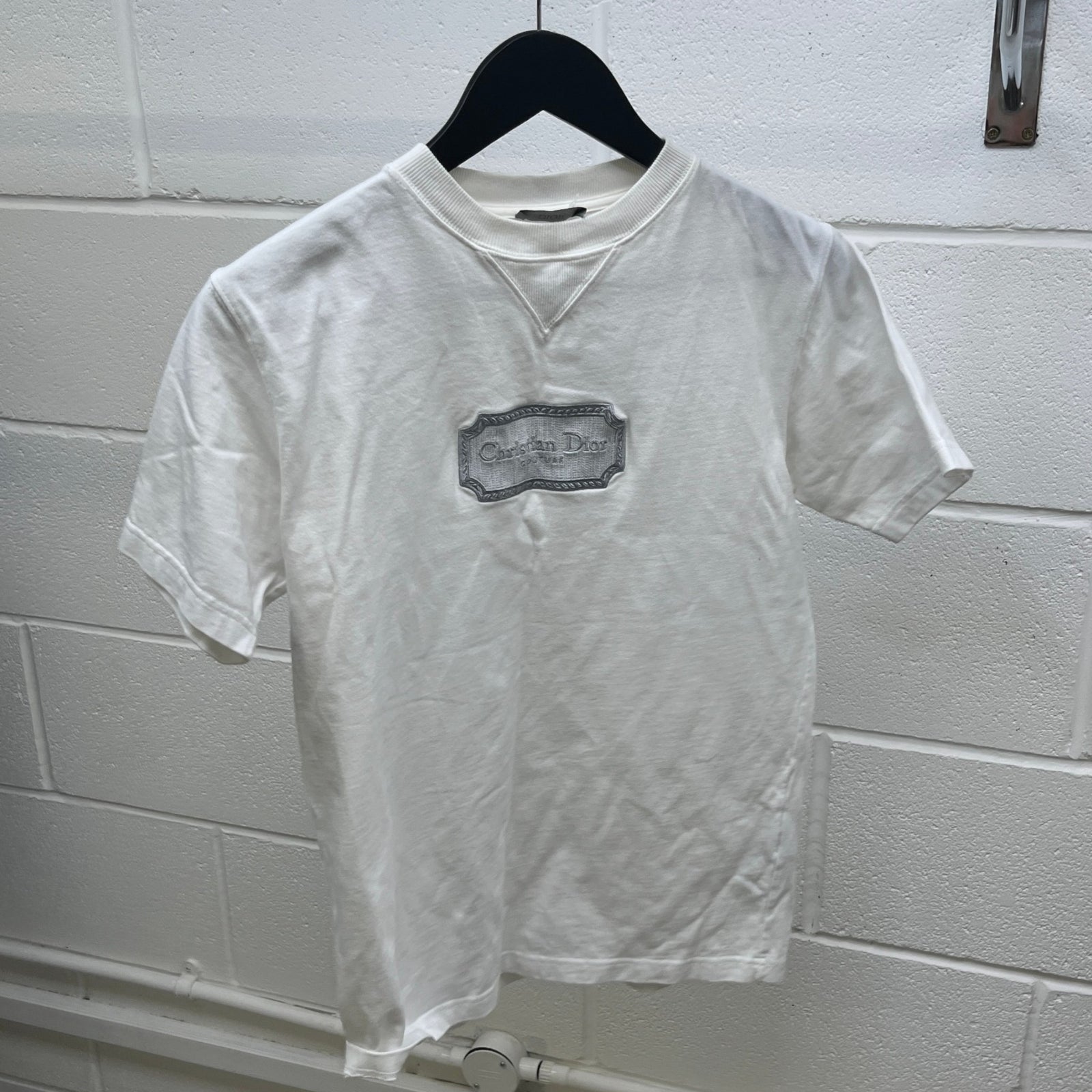 Men's Embroidered Logo T-Shirt White Size XXS - Photo 8