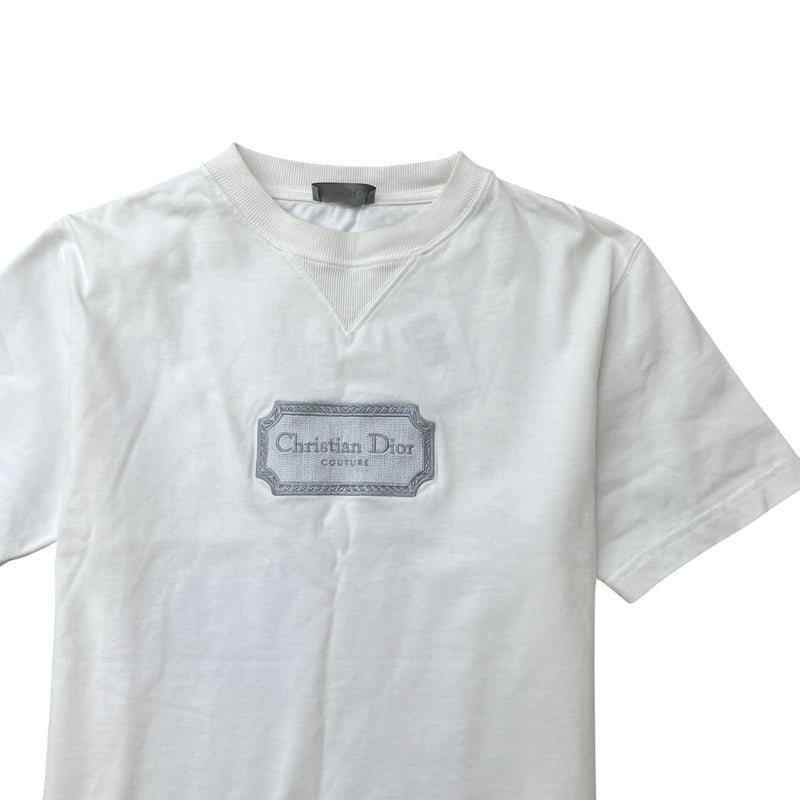 Men's Embroidered Logo T-Shirt White Size XXS