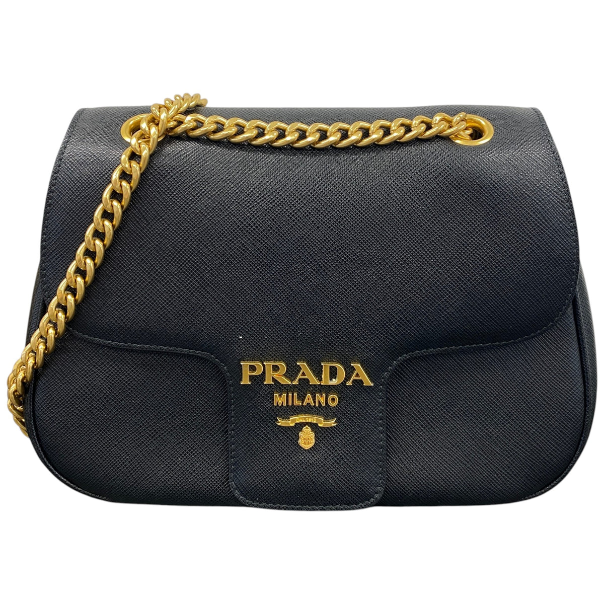 Women's Saddle Chain Flap Handbag Black - Photo 1