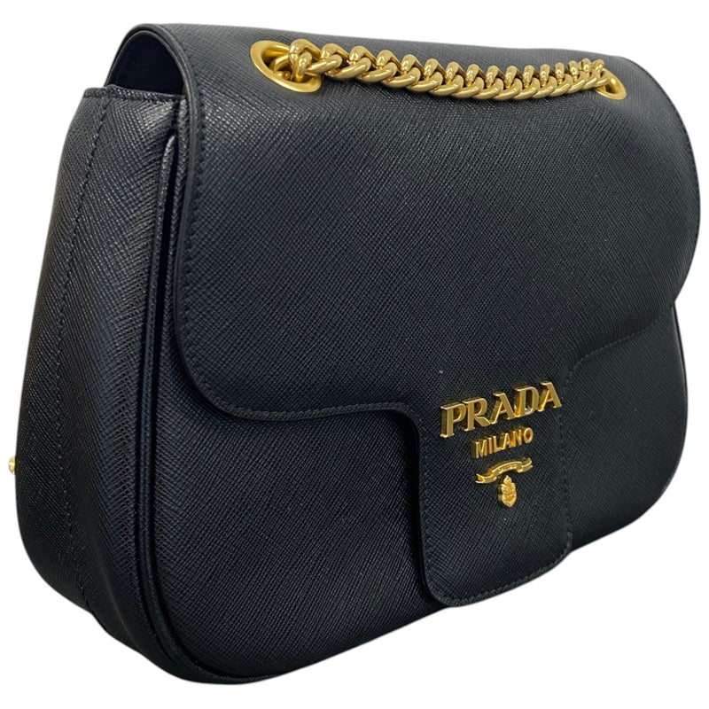 Women's Saddle Chain Flap Handbag Black