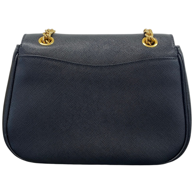 Women's Saddle Chain Flap Handbag Black