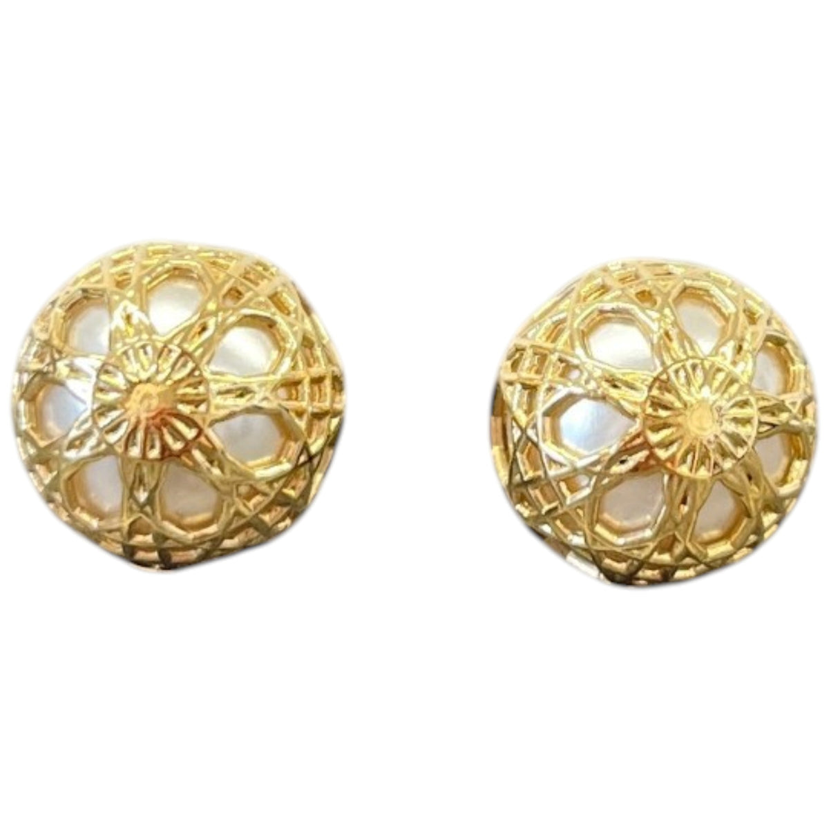 Women's Secret Cannage Pearl Earrings Gold - Photo 1