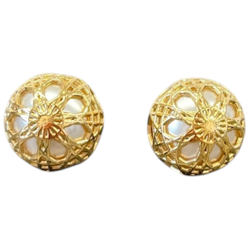 Women's Secret Cannage Pearl Earrings Gold