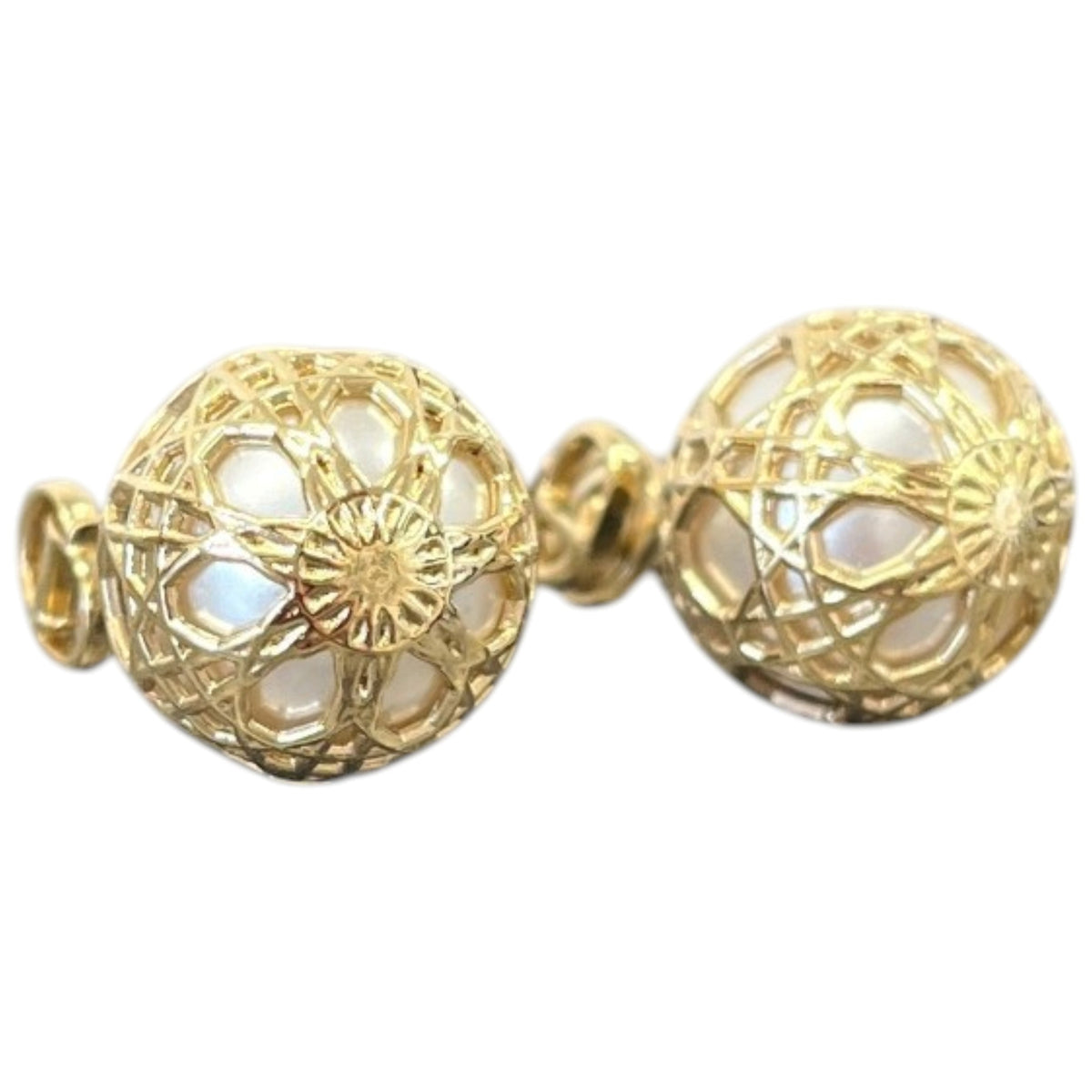 Women's Secret Cannage Pearl Earrings Gold - Photo 3