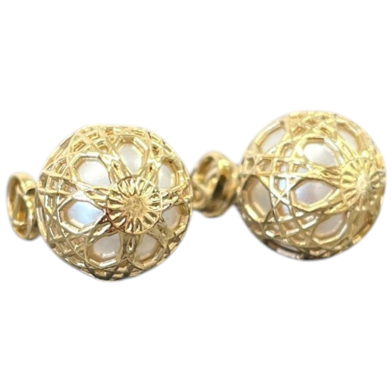 Women's Secret Cannage Pearl Earrings Gold