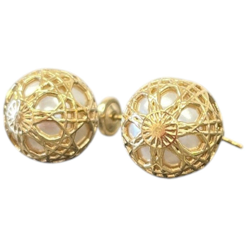 Women's Secret Cannage Pearl Earrings Gold