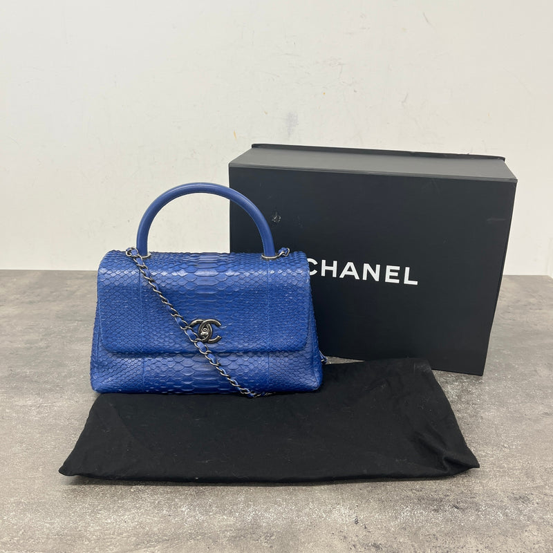 Women's Small Python Coco Handle Handbag Blue