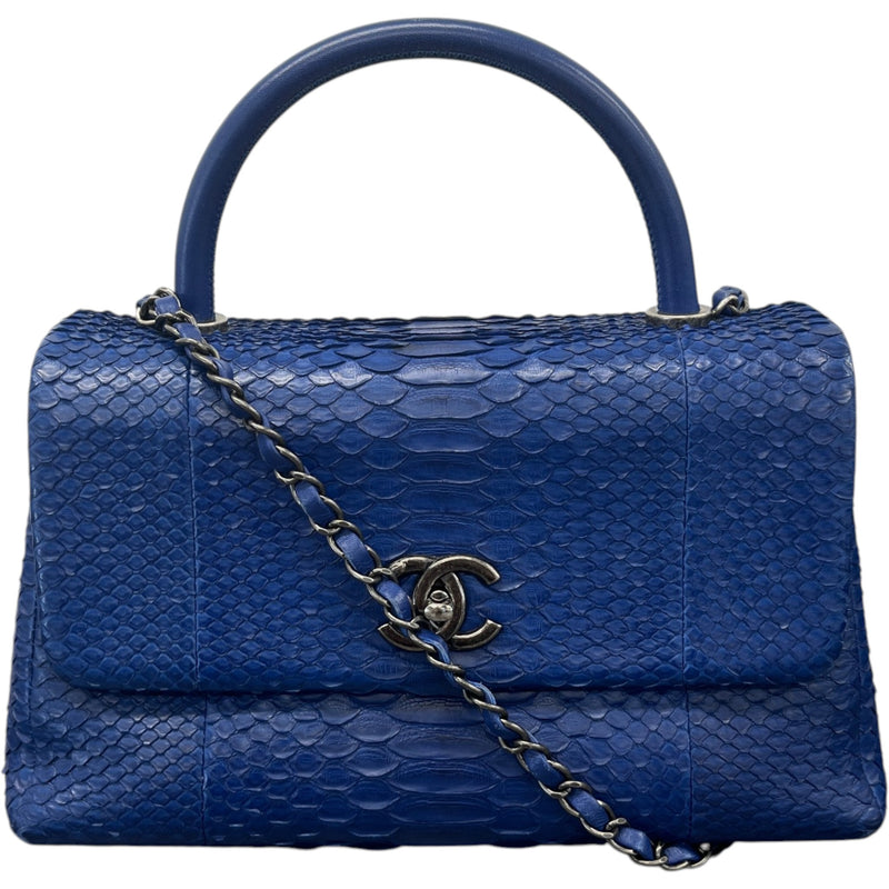 Women's Small Python Coco Handle Handbag Blue