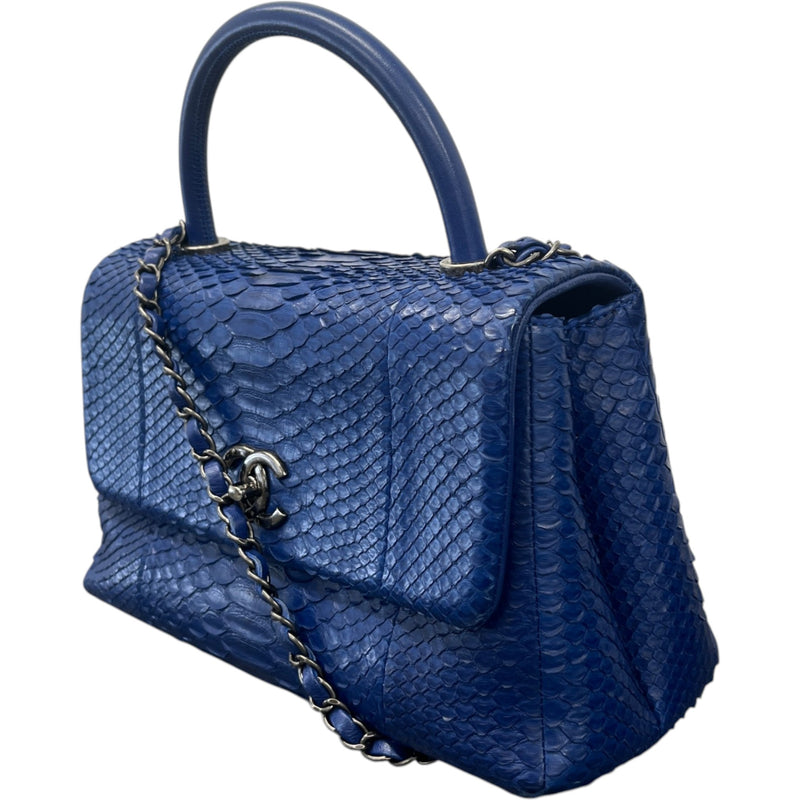 Women's Small Python Coco Handle Handbag Blue