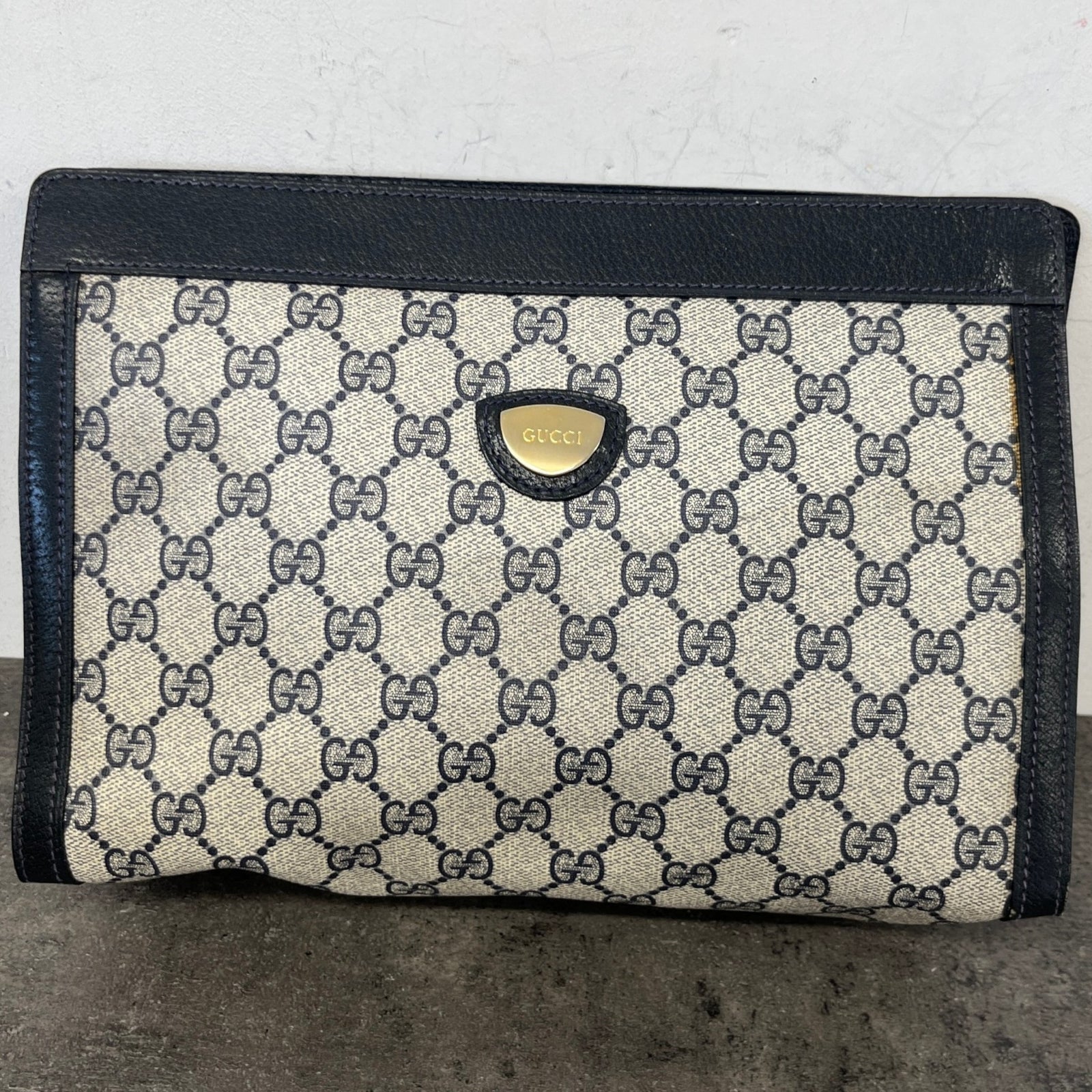Women's GG Monogram Clutch Navy - Photo 12