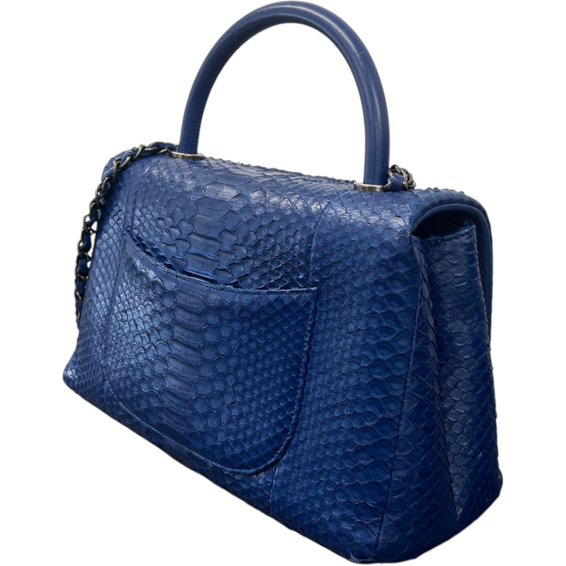 Women's Small Python Coco Handle Handbag Blue